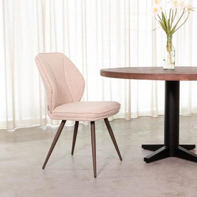 LABEL51 Eetkamerstoel Silvain - Naturel - Royal Boucle - Brons Metalen Frame