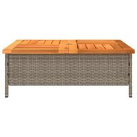 Tuintafel 70x70x25 cm poly rattan en acaciahout grijs - thumbnail