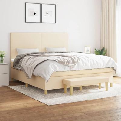 Boxspring met matras stof crèmekleurig 160x200 cm