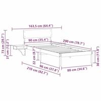 Bedframe met nachttafels met hoofdeinde Wasbruin 90 x 200 cm - thumbnail