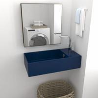 VidaXL Wastafel met overloop keramiek donkerblauw - thumbnail