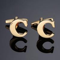 1 paar gouden letters A-Z naam Manchetknopen mannen Frans overhemd Manchetknopen (C) - thumbnail