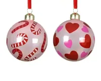 Decoris kerstbal glas d8cm roze - assortiment - thumbnail