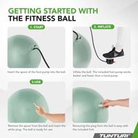 Tunturi Anti Burst Fitness bal met Pomp | Yoga bal 55 cm | 220 kg gebruikersgewicht | Incl Trainingsapp | Mint - thumbnail