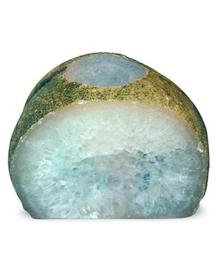 Waxinelichthouder Edelsteen Agaat Blauw (ca 8-9 cm hoog)