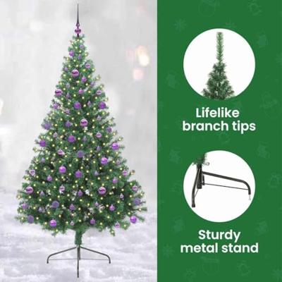 VidaXL Kunstmatig voorverlicht kerstboom met 300 led groen 210 cm pvc