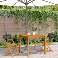 Bistrostoelen 2 st massief acaciahout en poly rattan zwart - thumbnail