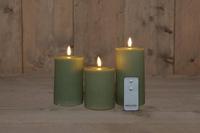 B.O. 3Pcs 3D Wick Jade Green Ribbel Candle kaars 7,5X1012,515 cm Anna's Collection - Annas collection - thumbnail