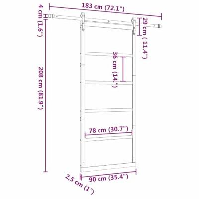 Schuifdeur Bruin 90 x 208 cm Massief grenenhout