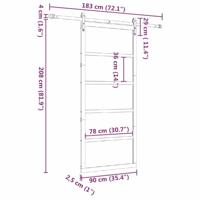 Schuifdeur Bruin 90 x 208 cm Massief grenenhout - thumbnail