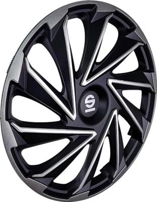 4-Delige Sparco Wieldoppenset Varese 14-inch zilver/zwart SP1480SVBK