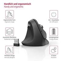 Hama Ergonomische muis Radiografisch Optisch Zwart 6 Toetsen 1800 dpi Ergonomisch - thumbnail
