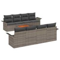 Tuinbankenset met kussen 9 pcs Grijs poly rattan - thumbnail