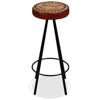 Barkrukken echt leer en canvas 2 st - thumbnail