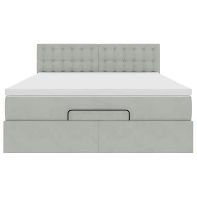 Ottoman bed met matras 140x200cm fluweel lichtgrijs