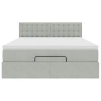 Ottoman bed met matras 140x200cm fluweel lichtgrijs - thumbnail