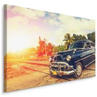 Schilderij -Retro auto in het zwart, wanddecoratie, premium print - thumbnail