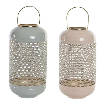 Kaarshouder DKD Home Decor 24 x 24 x 46 cm Blauw Roze Aluminium 24 x 24 x 56 cm (2 Stuks)