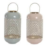 Kaarshouder DKD Home Decor 24 x 24 x 46 cm Blauw Roze Aluminium 24 x 24 x 56 cm (2 Stuks) - thumbnail