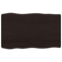 Tafelblad natuurlijke rand 80x50x(2-6) cm eikenhout donkerbruin - thumbnail