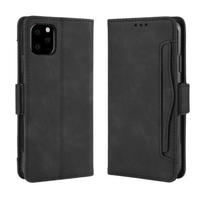 Portemonnee stijl huid voelen kalf patroon lederen draagtas voor iPhone 11 Pro Max met aparte kaartsleuf (zwart)