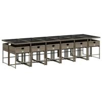 13-delige Tuinset met kussens poly rattan grijs - thumbnail