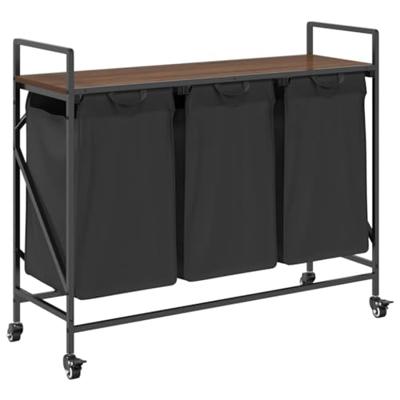 Wasmand 3 vakken met planken bruin eikenkleurig Wasmand 3 vakken met planken bruin eikenkleurig