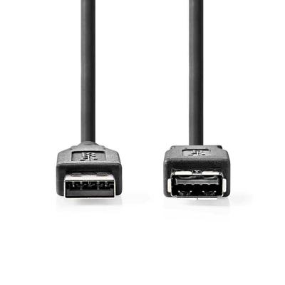 USB-Kabel | USB 3.2 Gen 1 | USB-A Male | USB-A Female | 5 Gbps | Vernikkeld | 1.00 m | Rond | PVC | Zwart