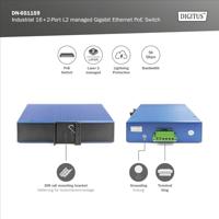 Digitus DN-651159 netwerk-switch Managed L2 Gigabit Ethernet (10/100/1000) Power over Ethernet (PoE) Zwart, Blauw - thumbnail