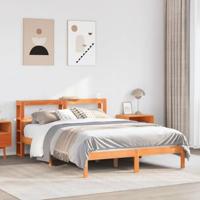 Bedframe met hoofdbord massief grenenhout wasbruin 140x190 cm - thumbnail