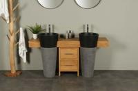 Badmöbel Tambora mit Terrazzo Waschsäulen Schwarz - thumbnail