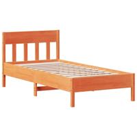 Bedframe zonder matras massief grenenhout wasbruin 75x190 cm - thumbnail