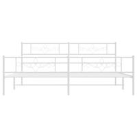 Bedframe met hoofd- en voeteneinde metaal wit 200x200 cm - thumbnail