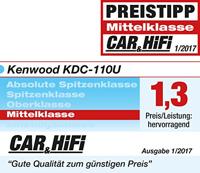 Kenwood KDC-110UB CD-receiver met USB/AUX-ingang aan de voorzijde zwart - thumbnail