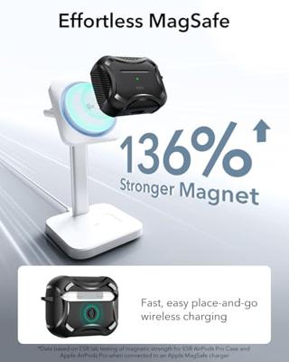 ESR voor AirPods Pro 2 hoes, MagSafe draadloos opladen, compatibel met AirPods Pro 2e generatie 2022/1e generatie 2019, magnetisch deksel, HaloLock Cyber Armor Tough Case voor AirPod Pro, zwart