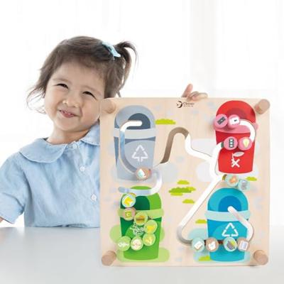 Classic World houten bord sorteerspel 2in1 stad en afval scheiden