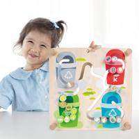 Classic World houten bord sorteerspel 2in1 stad en afval scheiden - thumbnail