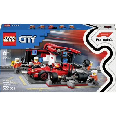 LEGO CITY F1 pitstop en pitcrew met Ferrari auto 60443