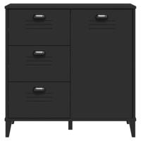 Dressoir VIKEN 80x40x80 cm bewerkt hout zwart - thumbnail