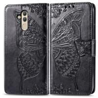 Vlinder liefde bloemen reliëf horizontale Flip lederen case voor Huawei mate 20 lite met houder & card slots & portemonnee (zwart) - thumbnail