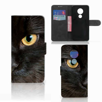 Motorola Moto G7 Power Telefoonhoesje met Pasjes Zwarte Kat Motorola Moto G7 Power Telefoonhoesje met Pasjes Zwarte Kat