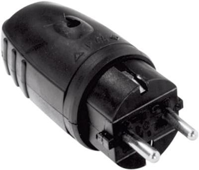 Bachmann 913.171 Stekker met randaarde Rubber, Silicone 250 V Zwart IP20