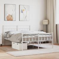 Bedframe met hoofd- en voeteneinde metaal wit 135x190 cm - thumbnail