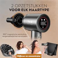 Ted Hilley Pro Ionic Föhn met diffuser Platinum Silver - thumbnail