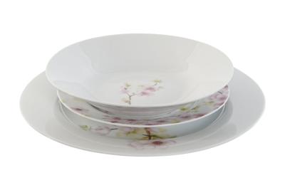 Serviesset Home ESPRIT Wit Groen Roze Porselein 18 Onderdelen 27 x 27 x 2 cm