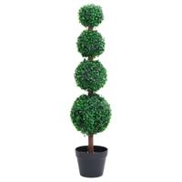 VidaXL Kunstplant met pot buxus bolvorming 90 cm groen - thumbnail