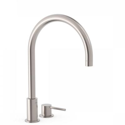 Wastafelmengkraan Tres Study Exclusive 37,3 cm 2-Gats 1-Hendel Uitloop Gebogen Rond RVS