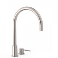 Wastafelmengkraan Tres Study Exclusive 37,3 cm 2-Gats 1-Hendel Uitloop Gebogen Rond RVS - thumbnail