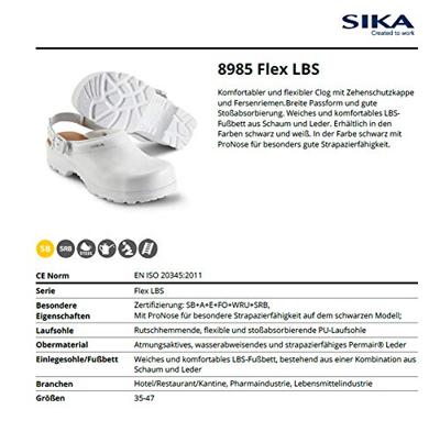 SIKA 8985 Flex LBS Klomp Open Hak met Strap SB Wit - Maat 37 - 16.089.017.37