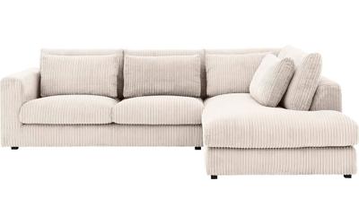 Goossens Bank Ravenia beige, stof, 2,5-zits, stijlvol landelijk met ligelement rechts Goossens Bank Ravenia beige, stof, 2,5-zits, stijlvol landelijk met ligelement rechts